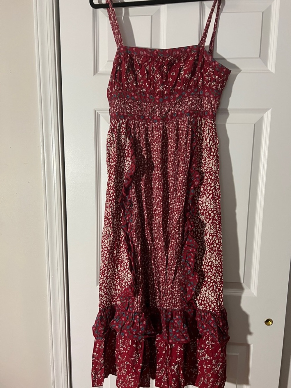 Free People Red Floral Smocked Sundress